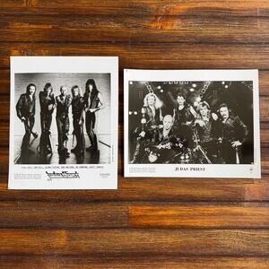 Judas Priest Bundle of 2 Press Photo 8x10 Black & White British Rock Music Metal